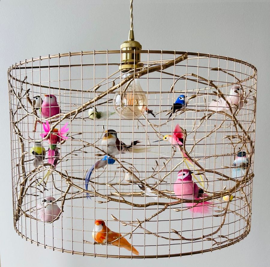 Lampshade Pendant Light Metal Wood Nature Bird Butterfly Flowers Handmade Diameter 20cm 30cm 40cm 50cm Unique - Etsy added by Lauren Thorp