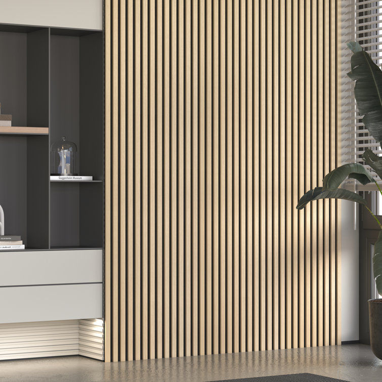 106” L x 12.6” W - 3D Acoustic Soundproof Wood Slat Wall Panel - Decorative Shiplap, Acoustic Wall Tile added by erica moorman