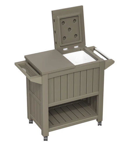 Red Barrel Studio® 85 Qt. Bar Cart On Wheels Made Of Durable Wood-Look Resin & Reviews | Wayfair added by Fabian Ortega