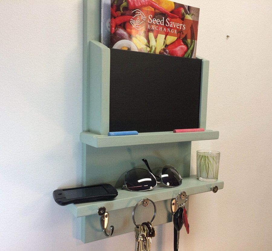 Chalk Board With Coat Hooks and Key Holders Wall Shelf Mail - Etsy added by Deborah B