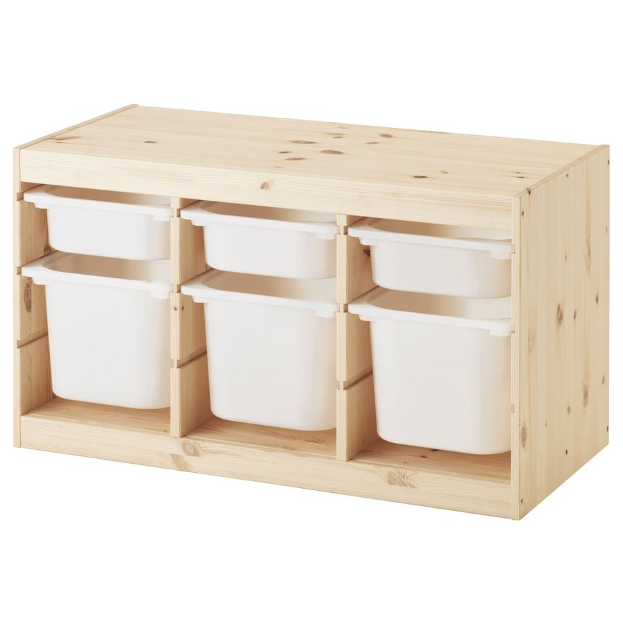 TROFAST storage combination with boxes, light white stained pine/white, 365/8x173/8x201/2" - IKEA added by Carla Vazquez Santos