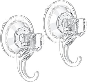 VIS'V Suction Cup Hooks, Small Clear Heavy Duty Vacuum Suction Cups with Hooks Removable Window Glass Door Suction Hangers Reusable Suction Cup Holders for Kitchen Bathroom Shower Wreath - 2 Pcs added by Samantha Erickson