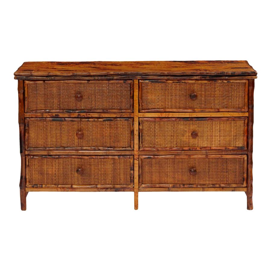 Six Drawer Dresser, Brown, Rattan added by Kate McKay Designs