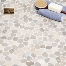 Nature Round Pram Gray Pebble Mosaic Tile added by Rescued Room Design