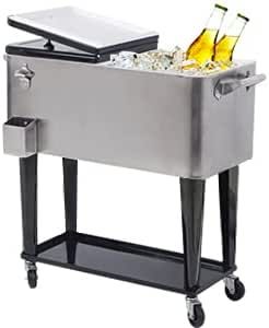 Nattork Portable Rolling Cooler Cart 80 Quart Cooler cart, Ice Chest Cart Trolley Rolling Cart Cooler with Wheels Outdoor Beverage Cooler for Patio Ice Chest with Shelf, Water Pipe and Bottle Opener added by Lauren Houston