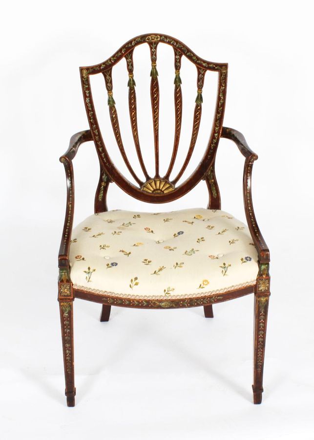 Antique Pair George III Polychrome Decorated Open Armchairs C1785 18th Century added by Teresa Tafoya