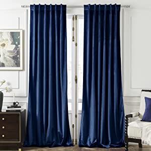 Timeper Navy Blue Velvet Curtains - 96 inch Length Blackout Curtains Velvet Drapes Gorgeous Home Decor Thermal Insulated Velvet Curtain Panels for Farmhouse/Guest Room, W52 x L96, 2 Panels added by Rachel St Amour