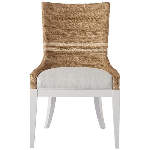 Sam Coastal Beach White Upholstered Brown Woven Abaca Dining Side Chair added by Whitney Crutcher