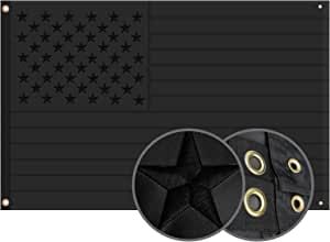 Black American Flag 4x6 Ft, JAMONT Multi-purpose All Black American Flag, Embroidered Stars, 4 Brass Grommets, Sewn Stripes, Heavy Duty Black US Flag for Indoor or Outdoor added by Amanda White