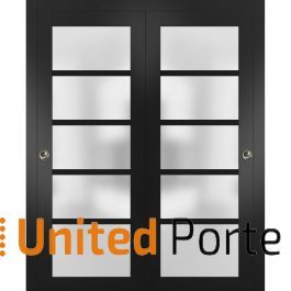 Sliding Closet Frosted Glass Bypass Doors | Quadro 4002 Matte Black | Sturdy Rails Moldings Trims Hardware Set | Wood Solid Bedroom Wardrobe Doors  added by Lauren Reis
