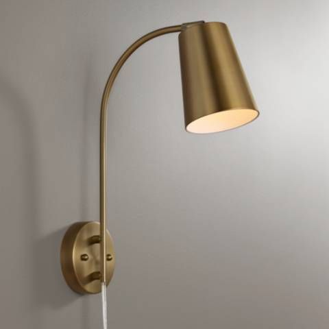 Sully Warm Brass Plug-In Wall Lamp - #9P579 | Lamps Plus added by Yssis-Aasia Lee