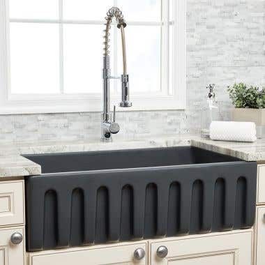 33 Inch Fluted Fireclay Reversible Apron Farmhouse Sink - Matte Dark Gray added by Natalie Flores