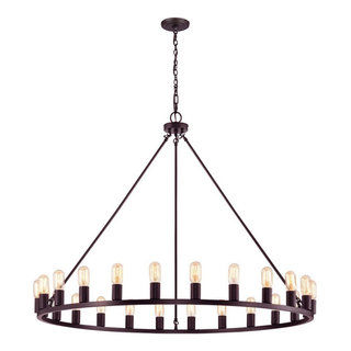 24-light Modern Farmhouse Wagon Wheel Chandelier Oil Rubbed Bronze - 48-inch - Farmhouse - Chandeliers - by Chandelier | Houzz added by Heather Kunz