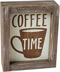Parisloft Coffe Time Rustic Barn Wood Small Coffee Box Sign Decor for Kitchen, Rustic Wooden Coffee Sign for Coffee Bar Farmhouse Kitchen Decor Wood Home Decor 5.8''x4.8'' added by Amber Verduzco