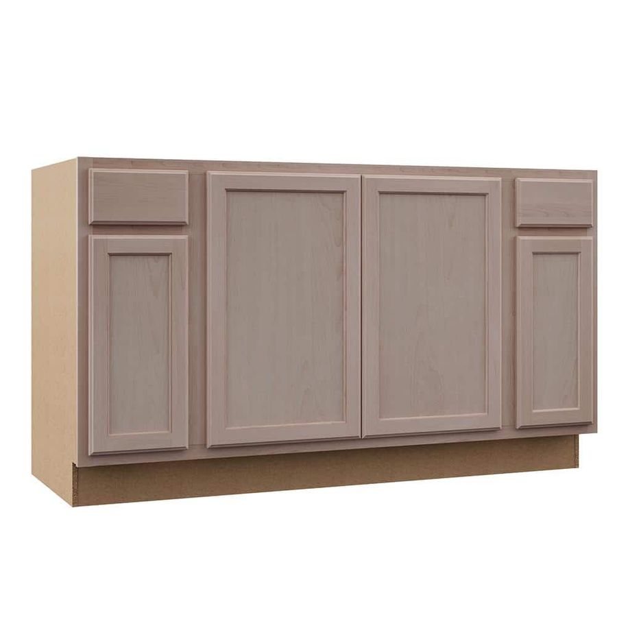 Hampton Bay 60 in. W x 24 in. D x 34.5 in. H Assembled Sink Base Kitchen Cabinet in Unfinished with Recessed Panel KSBF60-UF - The Home Depot added by Emily Reist