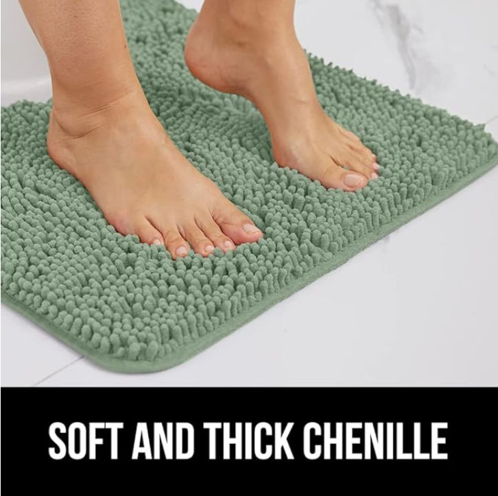 Gorilla Grip Bath Rug 24x17, Thick Soft Absorbent Chenille, Rubber Backing Quick Dry Microfiber Mats, Machine Washable Rugs for Shower Floor, Bathroom Runner Bathmat Accessories Decor, Sage Green added by Lauren Gisriel
