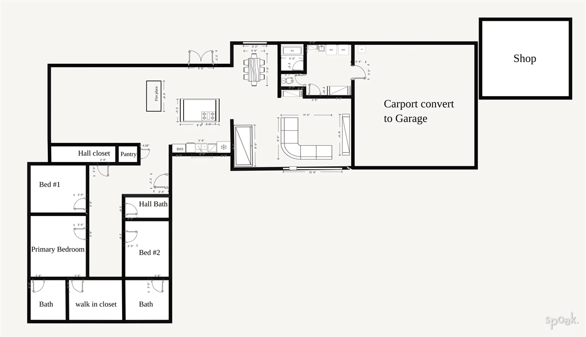 Single Story House Layout designed by Dogwood Home Design