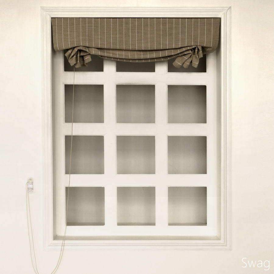 Vivienne Plaid Striped Linen Roman Shades & Blinds | Swag added by Caitlyn Fitzpatrick