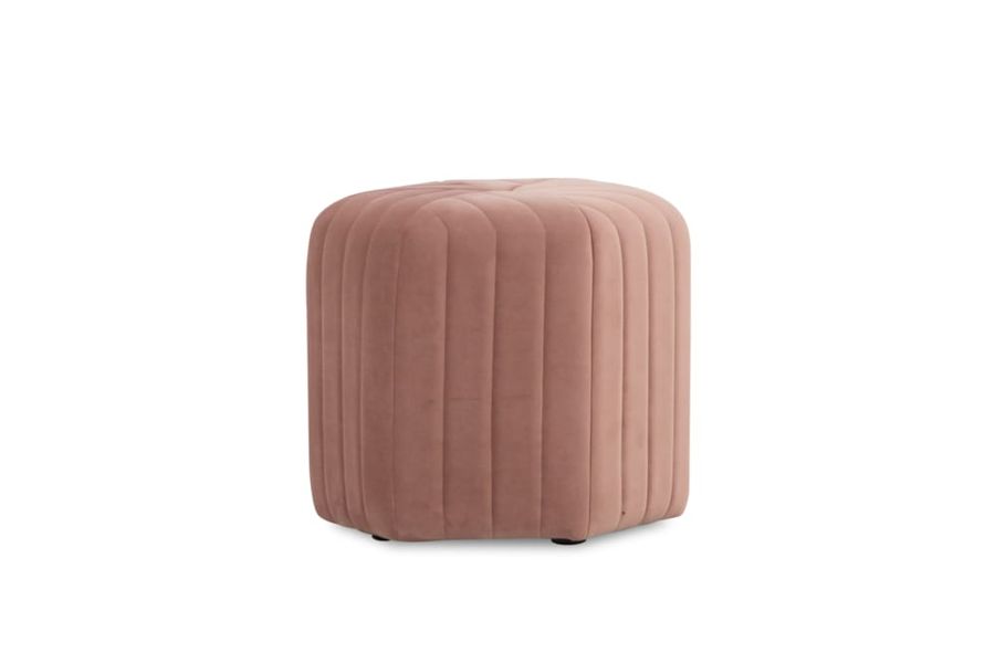 Julian Small Pouf, Dusty Rose Velvet | Castlery added by Hadley Krueger