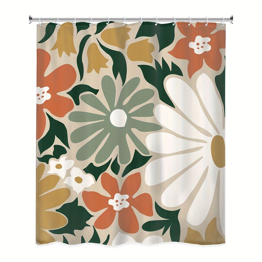 Boho Retro Flower Printed Shower Curtain Water resistant - Temu added by Tara Ridge