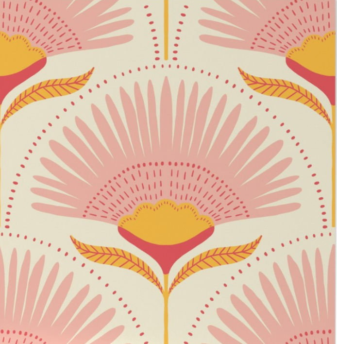 large - aara palm floral - natural/pink Wallpaper byscarlet_soleil added by Rebecca Happee