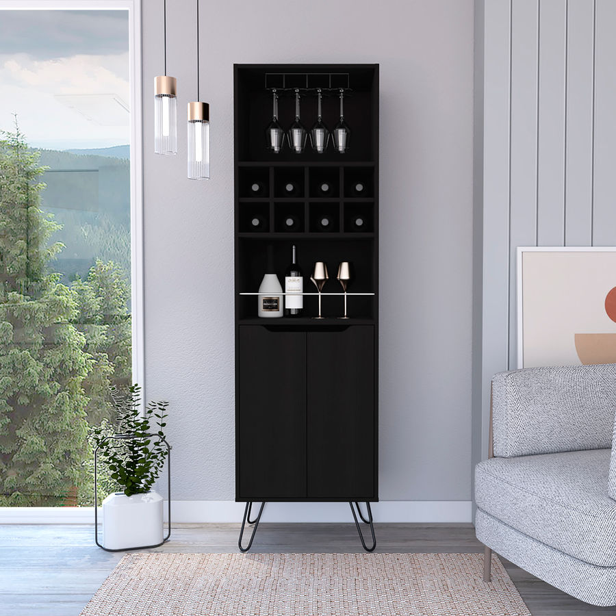 George Oliver Zamna H Bar Double Door Cabinet with Eight Wine Cubbies Four Legs and Four Shelves & Reviews | Wayfair added by Jennifer Volin