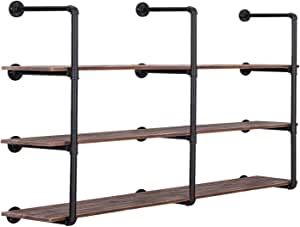 Pynsseu Industrial Iron Pipe Shelving Brackets Unit, Farmhouse Wall Mounted Pipe Shelves for Kitchen Bathroom, DIY Bookshelf Living Room Storage, 3Pack of 4 Tier added by Melissa Fraum