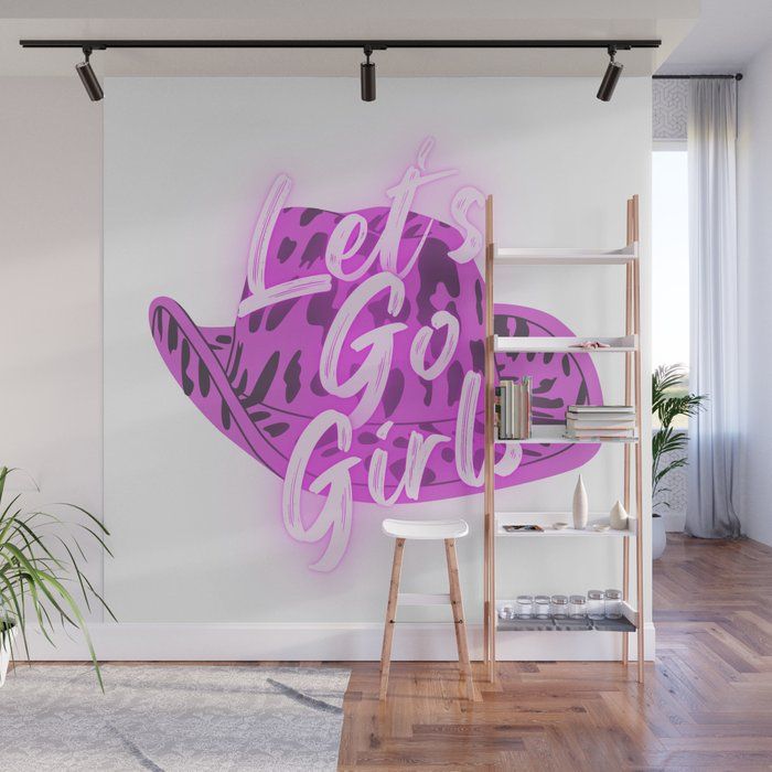 Let's Go Girls! - Pink/Purple Cow Print Cowboy Hat Wall Mural by Honey Darling added by Lauren Houston