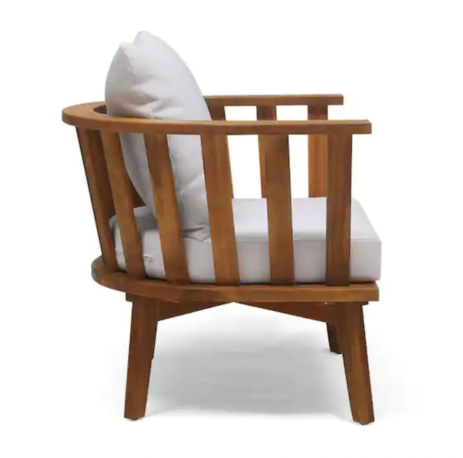 Noble House Solano Teak Brown Removable Cushions Wood Outdoor Lounge Chairs with White Cushions (2-Pack) 68124 - The Home Depot added by Katie Carpenter