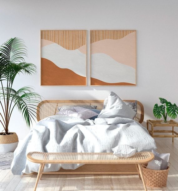 Abstract Bedroom Print Printable Abstract Set Boho Wall - Etsy added by Where The Heart Is Designs