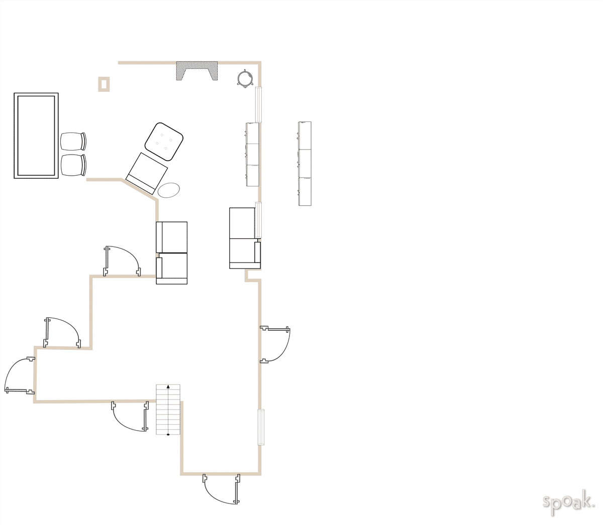 Family Room Floor Plan designed by Laura Kelly