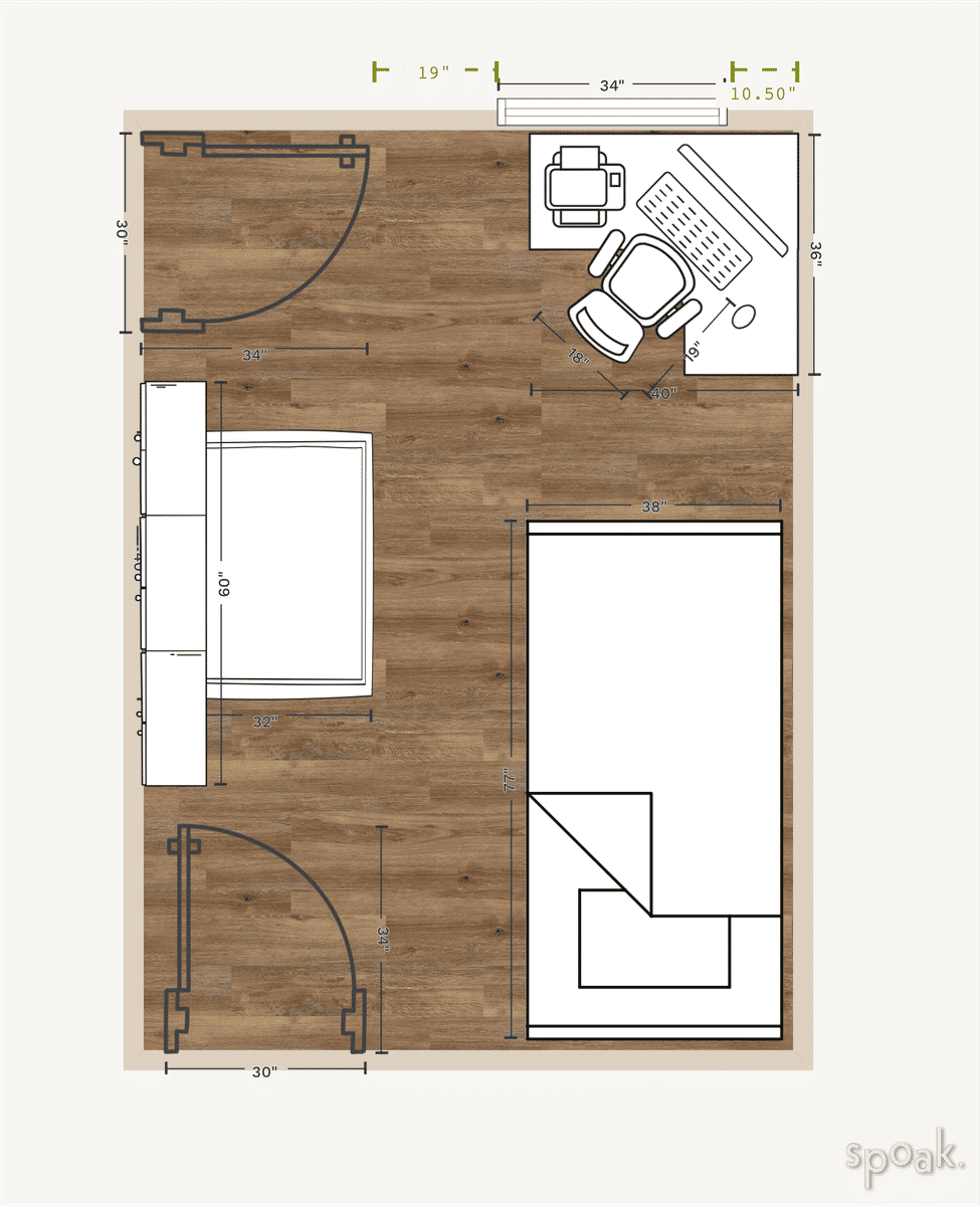 Small Bedroom Floor Plan designed by Tiffany Minney