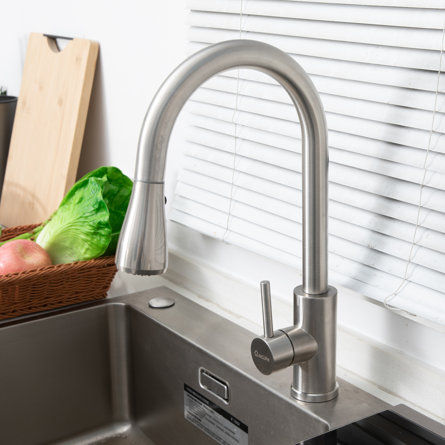 ECLIFE Pull Down Touch Single Handle Kitchen Faucet | Wayfair added by Where The Heart Is Designs