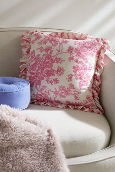 Toile Ruffle Throw Pillow added by Keely Dudek