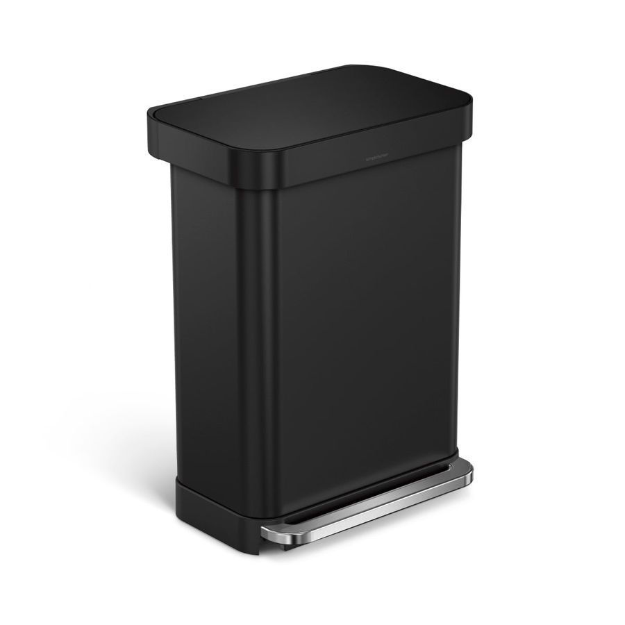 simplehuman 55L rectangular step can with liner pocket, matte black steel added by Chelsea Darvas