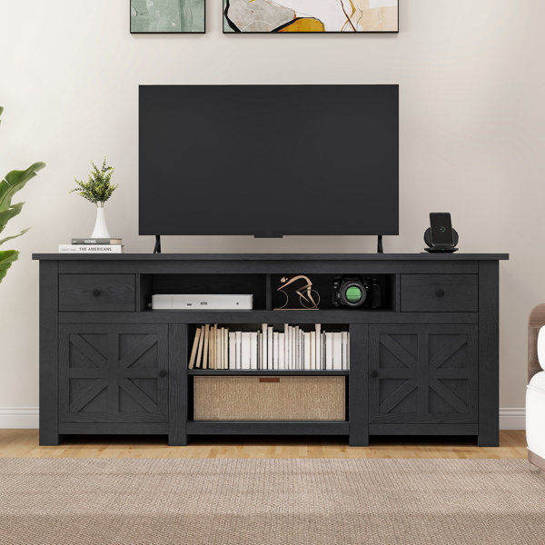Farmhouse TV Stand for TVs up to 80", Entertainment Center with Power Outlet, TV Console added by Ariel Hayes