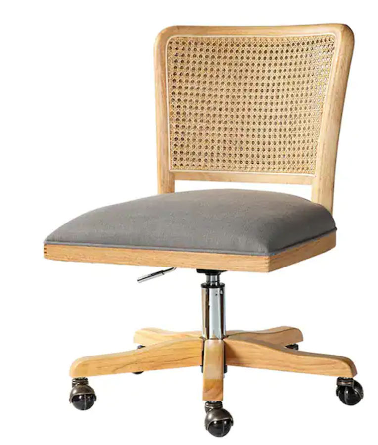 Crisolina Natural Leg Grey Swivel Task Chair with Rattan Back-Grey added by Morgan Hatch