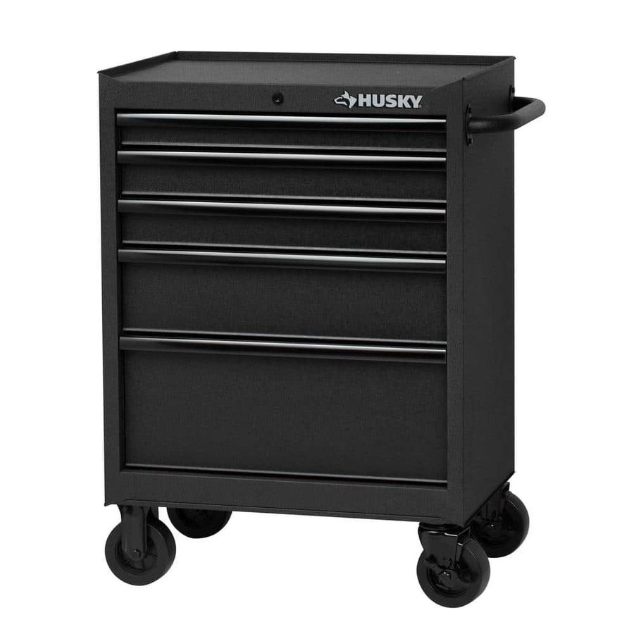 Husky 27 in. W x 18 in. D Standard Duty 5-Drawer Rolling Tool Chest Cabinet in Textured Black H27TR5TB - The Home Depot added by Christina Whiteside