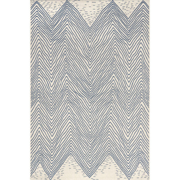 Dunham Chevron Waves Power Loom Blue Indoor/Outdoor Patio Rug added by Cornelia Spiske