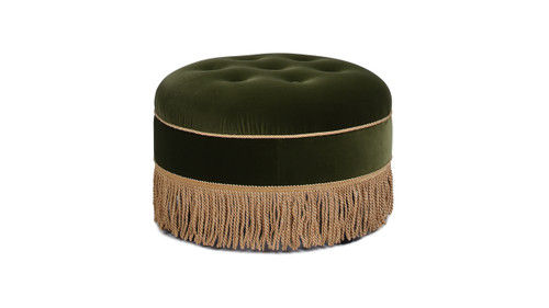 Yolanda 24" Round Upholstered Accent Ottoman, Olive Green added by Sarah Wight Sayeed