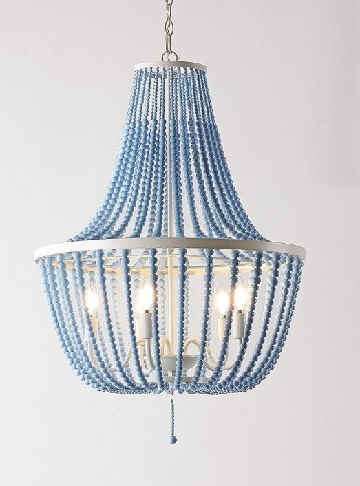 Elanie boho coastal blue beaded 5 light 22 inch pendant chandelier  added by Savannah Crawford