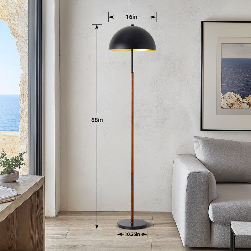 Brucelyn 68" Tall 2-Light Metal Mushroom Dome Floor Lamp with Marble Base added by Erica Williams