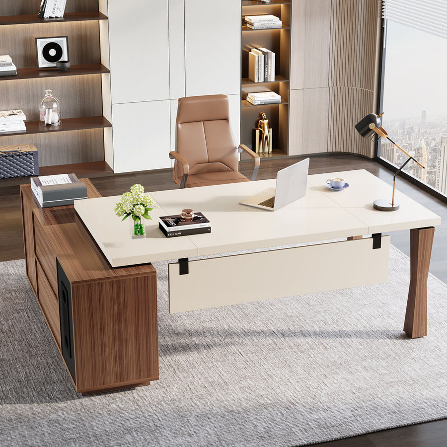 Ebern Designs Makynzie L-Shaped Metal Base L-Shaped Executive Desk & Reviews | Wayfair added by Natasha Ross