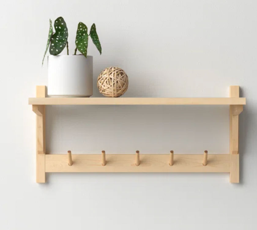 Kamini Poplar Solid Wood Floating Shelf Hooks added by Katie Carpenter