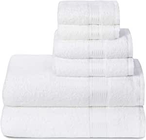 Elvana Home Ultra Soft 6 Pack Cotton Towel Set, Contains 2 Bath Towels 28x55 inch, 2 Hand Towels 16x24 inch & 2 Wash Coths 12x12 inch, Ideal Everyday use, Compact & Lightweight - White added by Sarah Jackson