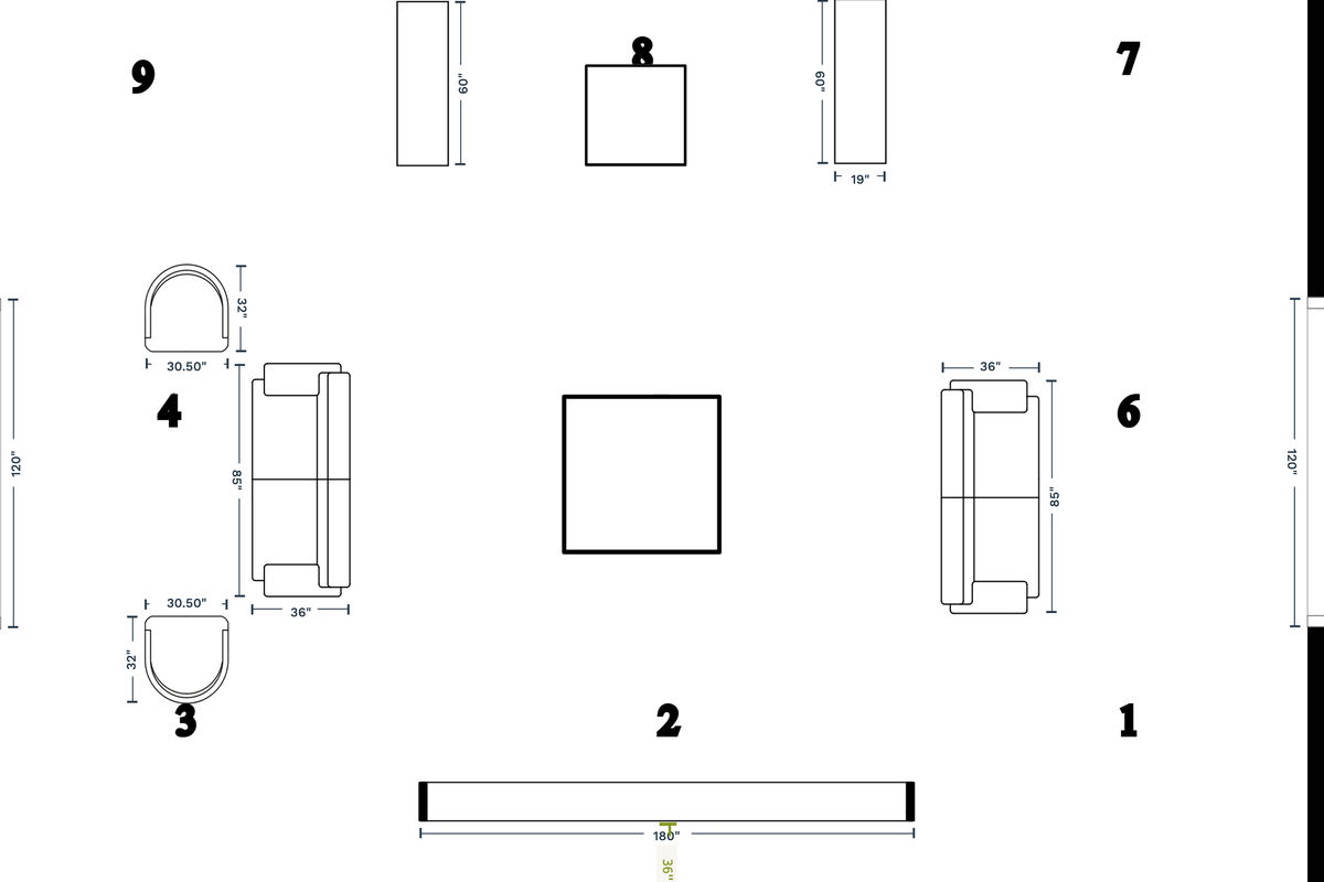 Living + Dining Room Layout designed by Society Social