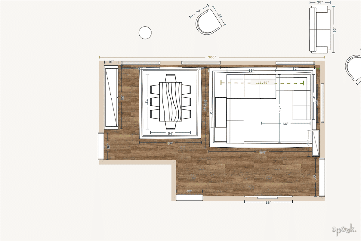 Large Family Room Floor Plan designed by Laura Panozzo
