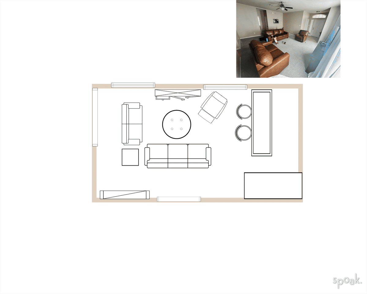 Living + Dining Room Plan designed by KATHERINE ECK