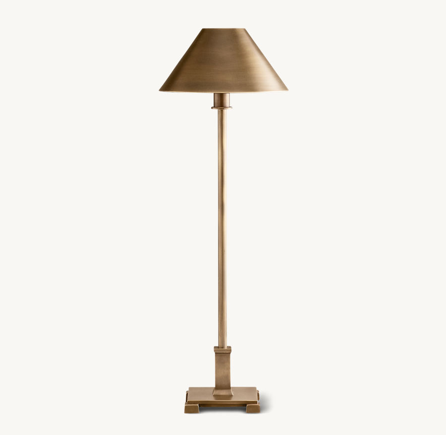 PETITE CANDLESTICK METAL SHADE 24" H x 9" diam TABLE LAMP - Vintage Brass  added by Lauren Meadows
