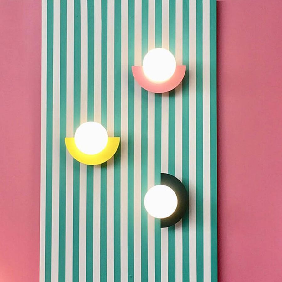 Modern Minimalist Glass Spherical Colorful Semicircle Design 1-Light Wall Sconce Lamp added by HELEN SALGADO